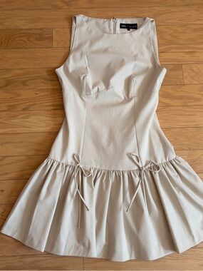 Zara cream bow mini dress